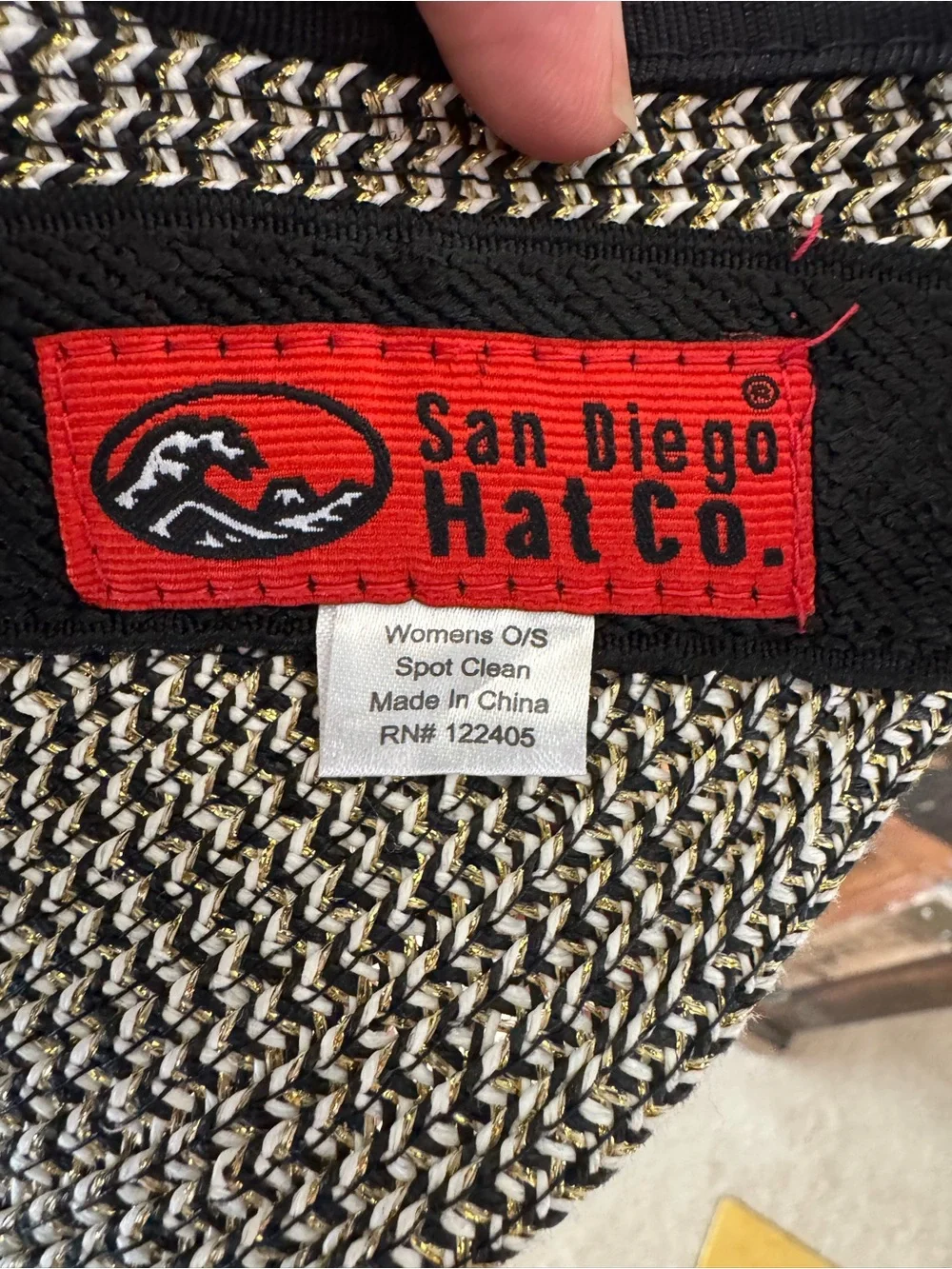 San Diego Hat Company Black and Cream Ultrabraid Belted Visor with Gold Buckle